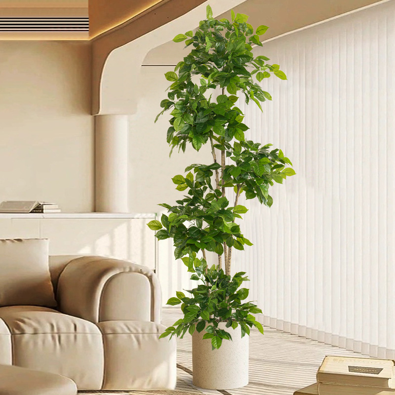 Fiddle Leaf Fig - 2-78in Büyük Sahte Bitkiler Yapay Mutlu