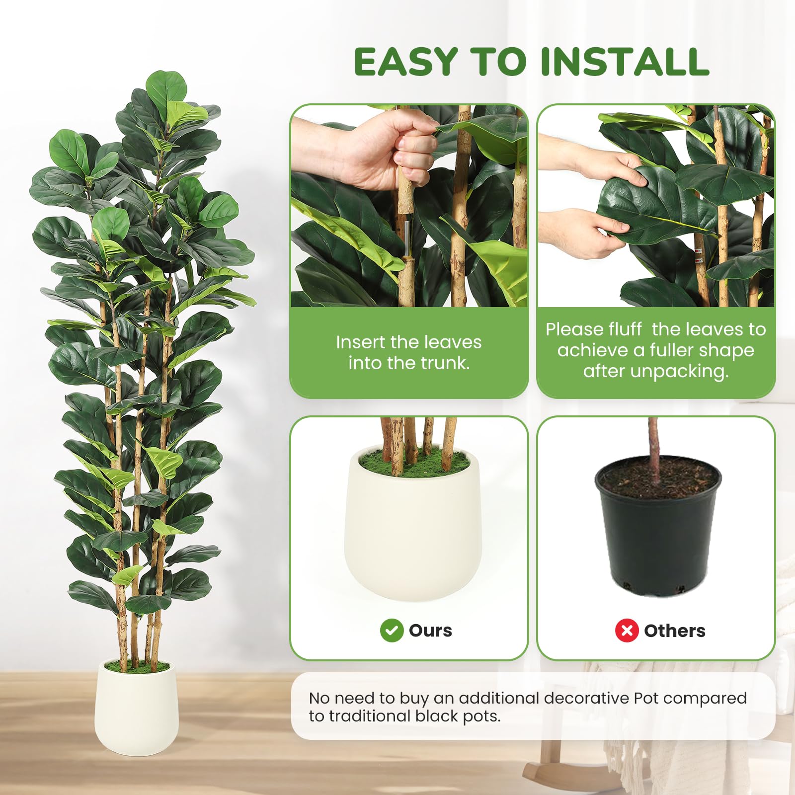 Yapay Fiddle Leaf İncir Ağacı, - Fiddle Leaf Fig incelemesi ve fiyatı