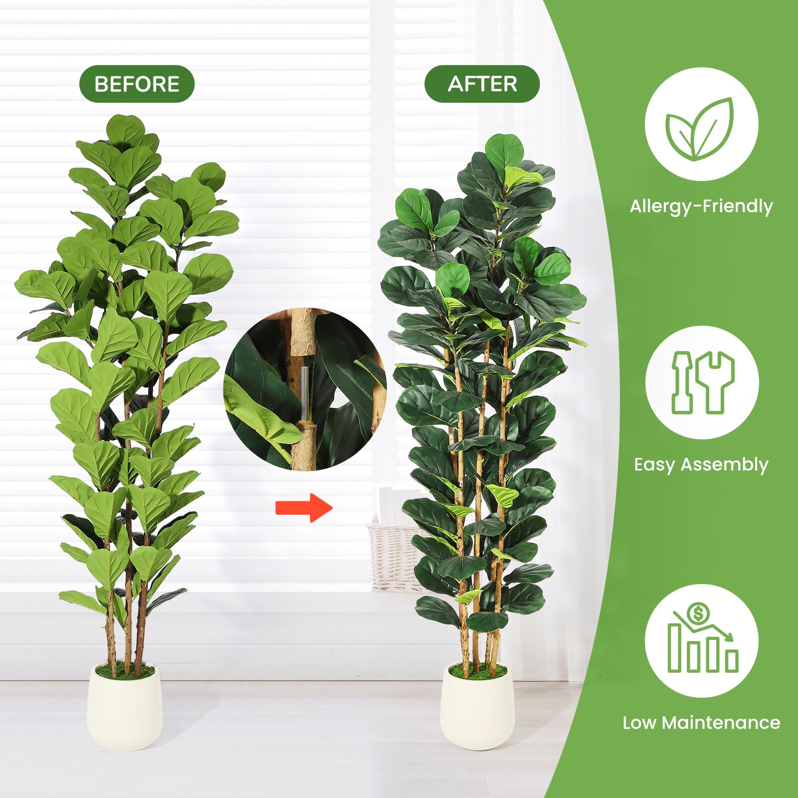 Yapay Fiddle Leaf İncir Ağacı, - Fiddle Leaf Fig incelemesi ve fiyatı